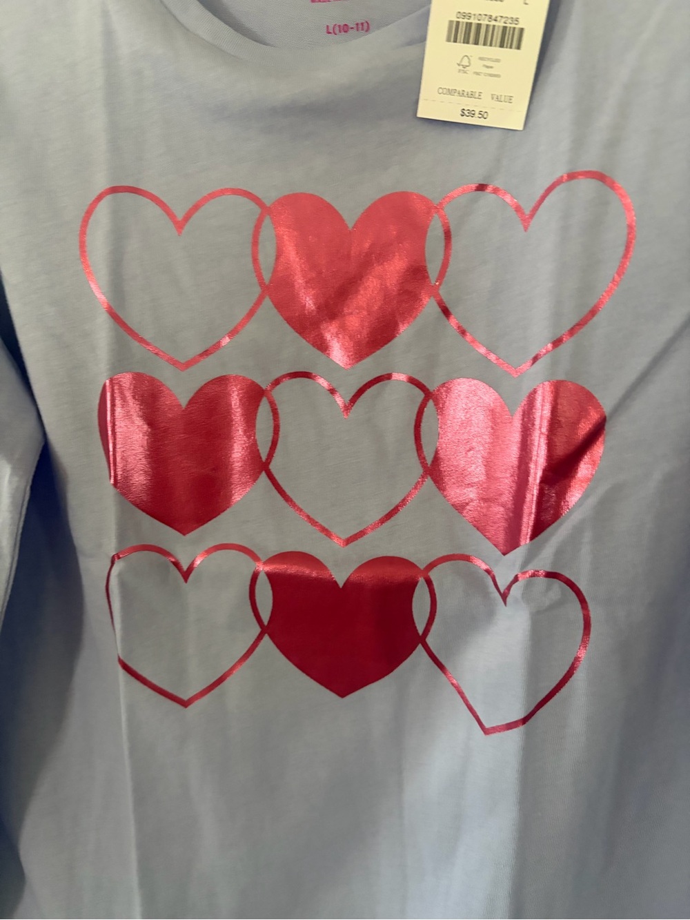 Crewcuts Lavender Long-Sleeve Tee with Metallic Pink Heart Grid - Picture 3 of 6